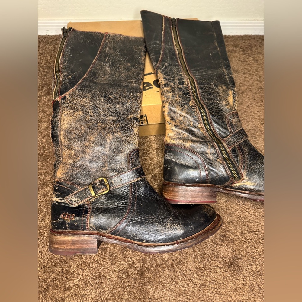 Bed|Stu Gayle distressed boots. Black/Brown. No box